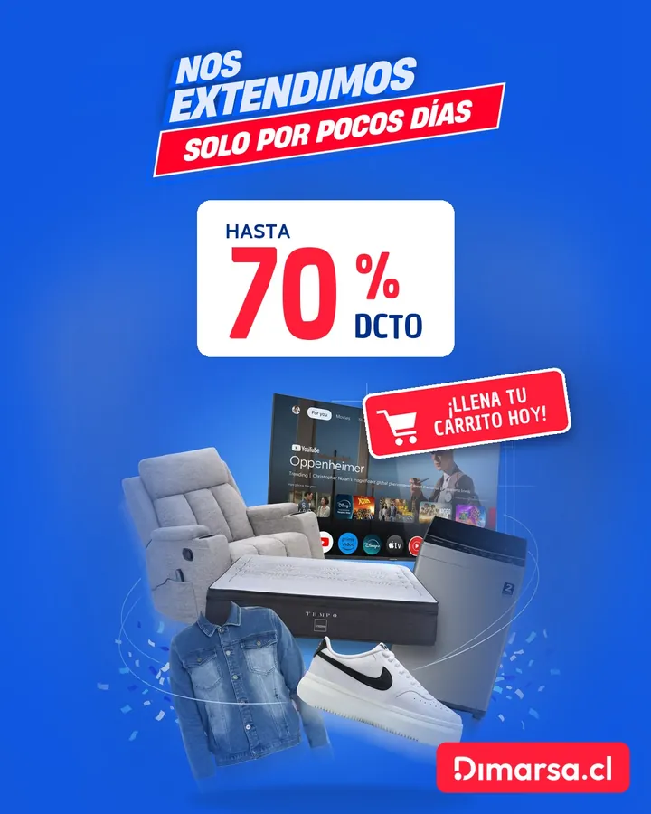 Ad de la extensión del Cyber con hasta 70% de descuento.