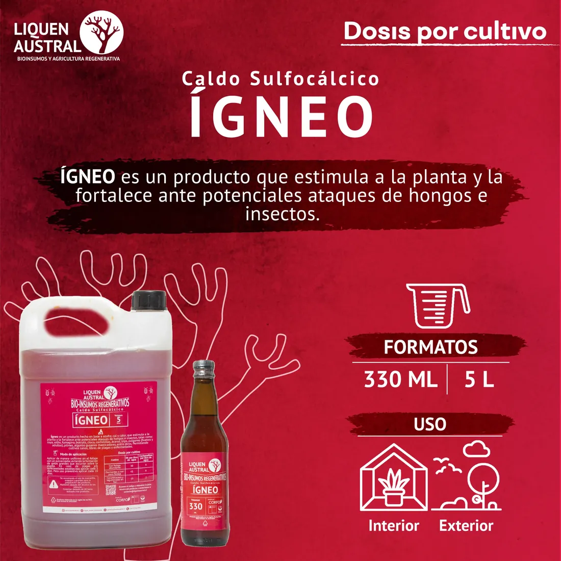 Ficha de producto Ígneo, caldo sulfocálcico de Liquen Austral.
