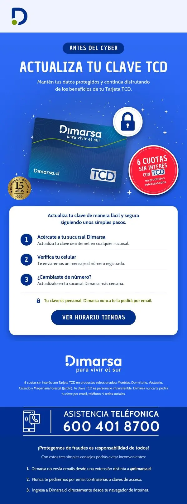 Mail pre Cyber con beneficios de la tarjeta TCD.