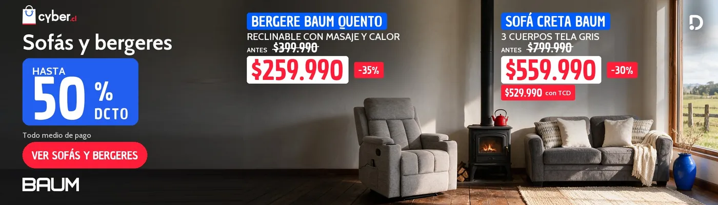 Slide Cyber de sofás y bergeres con hasta 50% de descuento.